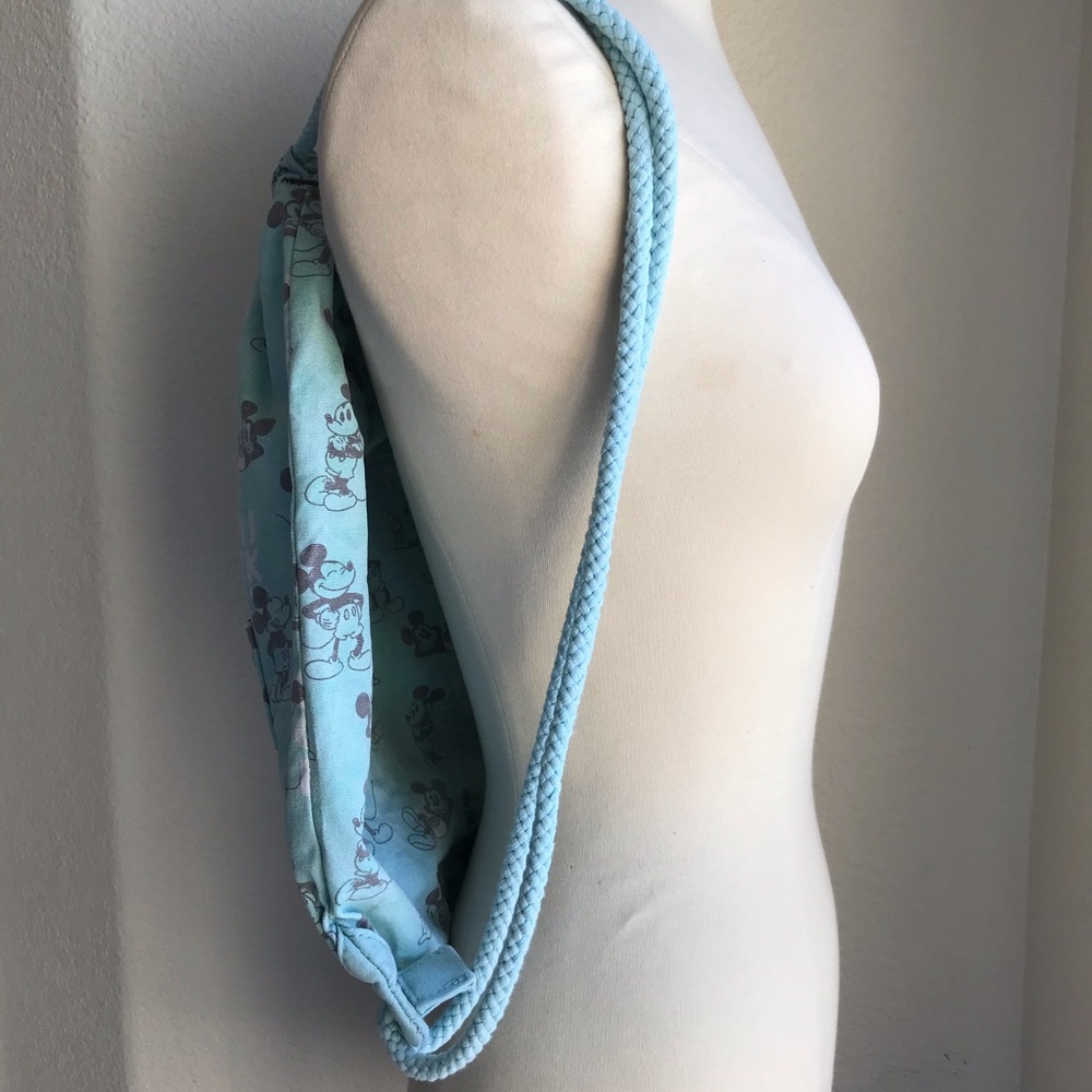 Disney Mickey Mouse Drawstring Backpack Aqua Blue… - image 3